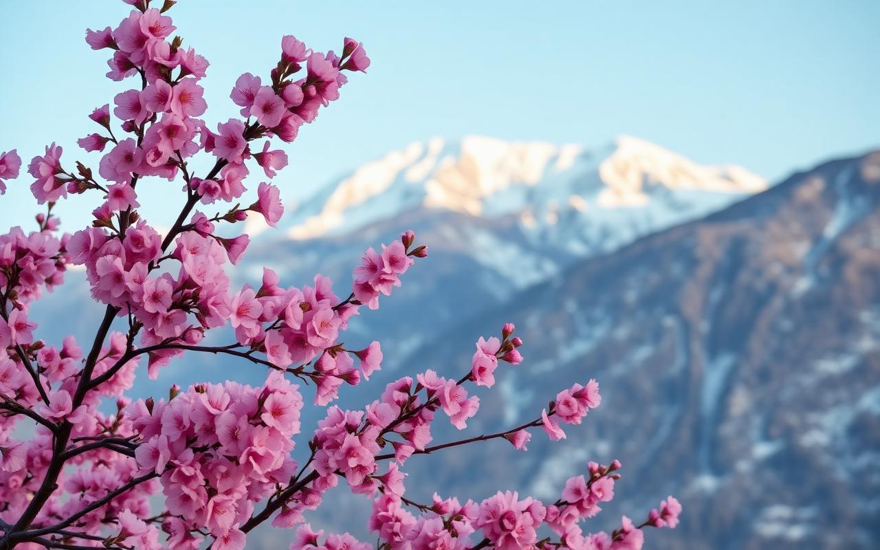 Cherry blossom in Hunza in early April.
