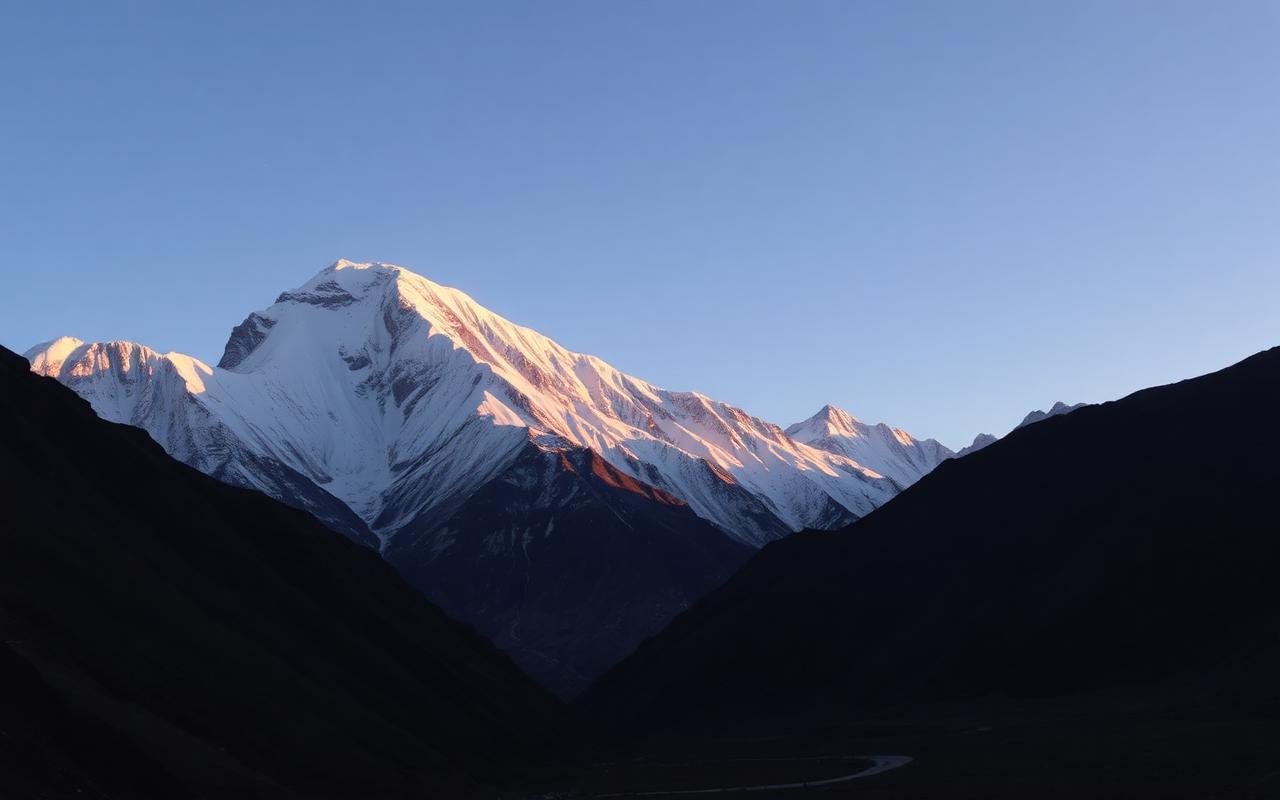 Karakoram Highway under Rakaposhi at dawn.