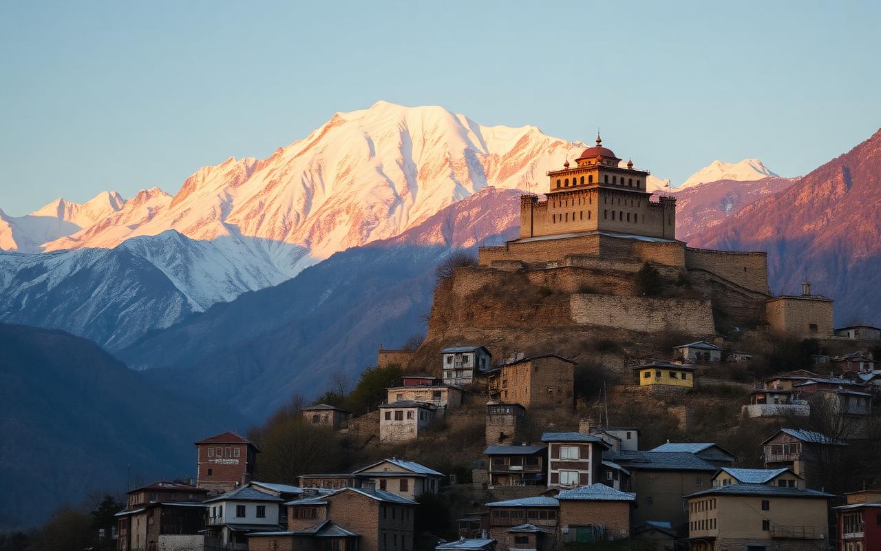 Baltit Fort above Karimabad with Rakaposhi behind.
